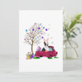  vrachtwagen Boston shire Hunt Eggs Tree Pasen Save The Date (Staand voorkant)