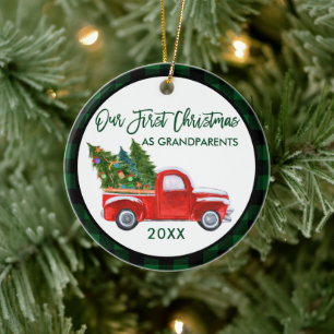 Vrachtwagen Eerste Kerstmis, grootouders Groene Ps Keramisch Ornament
