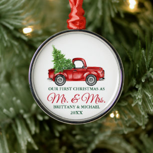 Vrachtwagen Eerste Kerstmis Mr. en Mrs. Metalen Ornament