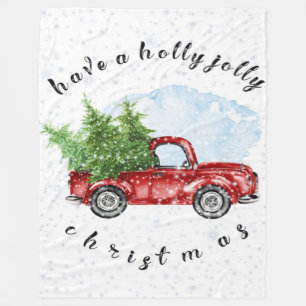  vrachtwagen heeft een Holly Jolly Kerstmis Fleece Deken