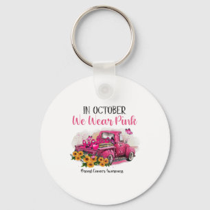 Vrachtwagen In Oktober dragen we Roze Borstkanker  Sleutelhanger