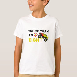 Vrachtwagen Ja, ik ben acht verjaardag t-shirt, 8e T-shirt