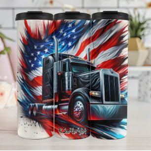 Vrachtwagen komt uit Amerikaanse vlag Thermosbeker