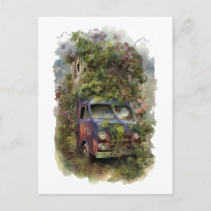 vrachtwagen met bloemen briefkaart
