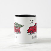  vrachtwagen met boommonogram rood mok (Midden)