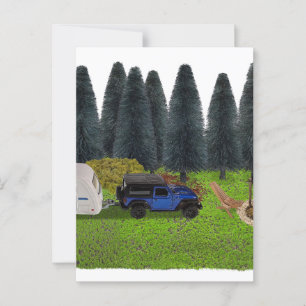Vrachtwagen met een Pull Camper in het Bossen vrij Briefkaart