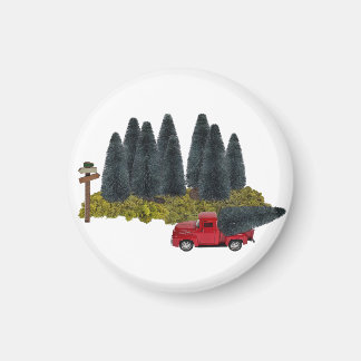 vrachtwagen met kerstboom magneet