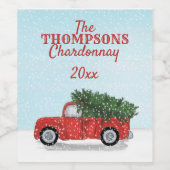 vrachtwagen met kerstboomkoorts wijn etiket (Enkel label)