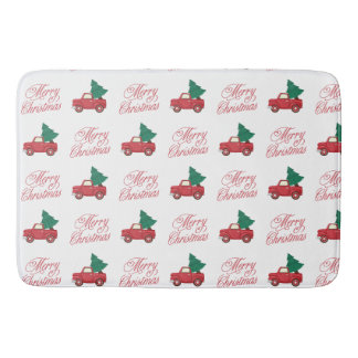 vrachtwagen met prettige kerst badmat