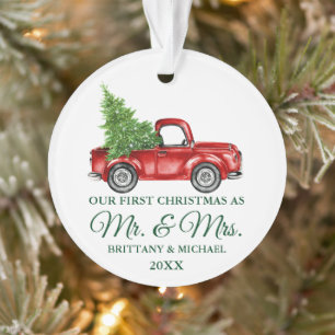Vrachtwagen Onze eerste Kerstmis, de heer en mevr Ornament