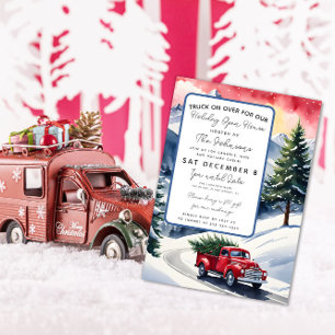 Vrachtwagen op kerstfeest open huis kaart