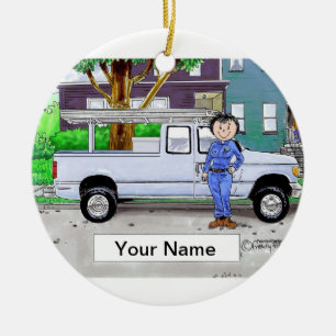 Vrachtwagen ophalen, blauw - Vrouw Keramisch Ornament