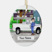 Vrachtwagen ophalen, wit - Vrouw Keramisch Ornament (Rechts)