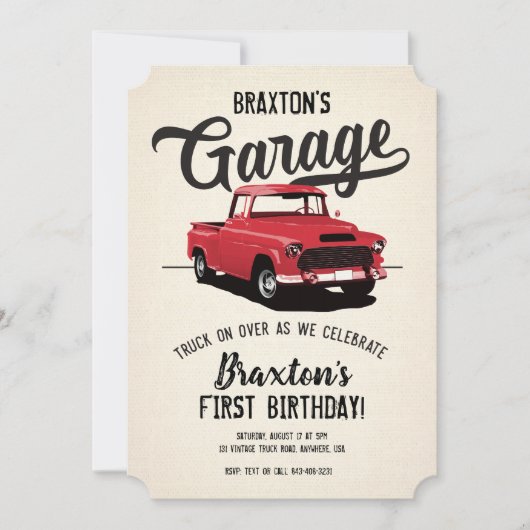 Vrachtwagen Verjaardagsfeestuitnodiging Kaart (Voorkant)