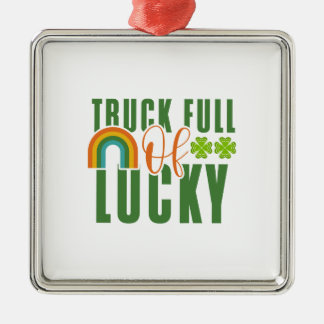 Vrachtwagen vol geluk metalen ornament