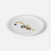 Vrachtwagen voor backhoe constructie papieren bordje (Gekanteld)