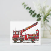 Vrachtwagen voor haak en ladder Fire Briefkaart (Staand voorkant)