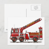 Vrachtwagen voor haak en ladder Fire Briefkaart (Voorkant / Achterkant)