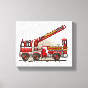 Vrachtwagen voor haak en ladder Fire Canvas Afdruk