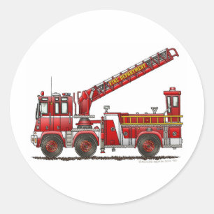Vrachtwagen voor haak en ladder Fire Ronde Sticker