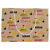 Vrachtwagen voor kerstexcavator: aangepaste naam groot cadeauzakje (Achterkant)