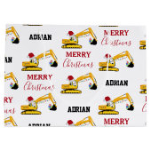 Vrachtwagen voor kerstexcavator: aangepaste naam groot cadeauzakje (Achterkant)