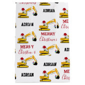 Vrachtwagen voor kerstexcavator: aangepaste naam medium cadeauzakje (Achterkant)