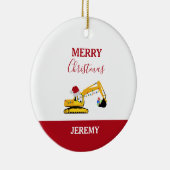 Vrachtwagen voor kerstexcavator keramisch ornament (Rechts)