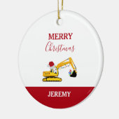 Vrachtwagen voor kerstexcavator keramisch ornament (Links)