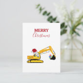 Vrachtwagen voor kerstgraafmachines feestdagenkaart (Staand voorkant)