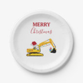 Vrachtwagen voor kerstgraafmachines papieren bordje (Voorkant)