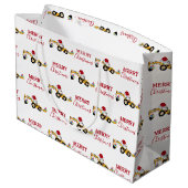 Vrachtwagen voor kersthoefijzerbouw groot cadeauzakje (Achterkant Gekanteld)