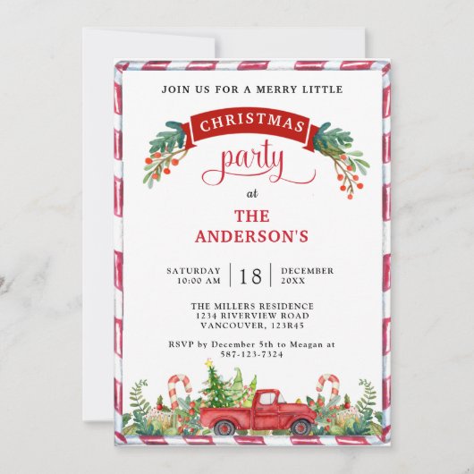 Vrachtwagen voor Kerstmis en feestdag en Greenery Kaart (Voorkant)