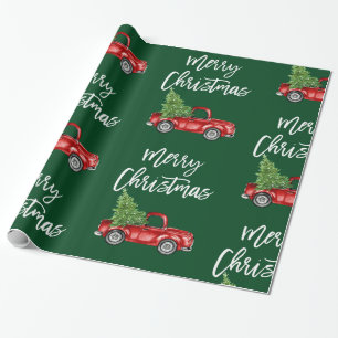 Vrachtwagen voor Kerstmis in penseel Cadeaupapier