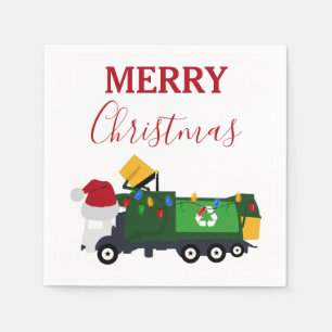Vrachtwagen voor kerstrecycling van vuilnis servet