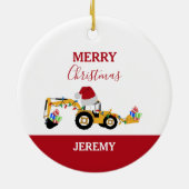 Vrachtwagen voor kerstrugleuning - Aangepast Keramisch Ornament (Achterkant)