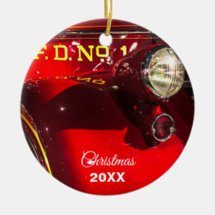 Vrachtwagen voor rode en Chrome Keramisch Ornament