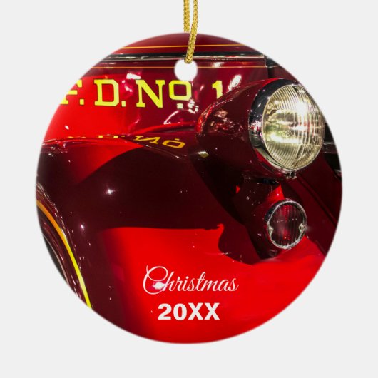 Vrachtwagen voor rode en Chrome Keramisch Ornament (Voorkant)