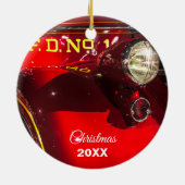 Vrachtwagen voor rode en Chrome Keramisch Ornament (Achterkant)