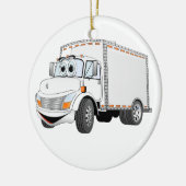 Vrachtwagen — witte Cartoon Keramisch Ornament (Links)