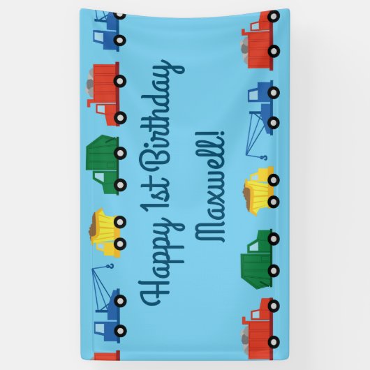 Vrachtwagenauto's Eerste verjaardag van het thema Spandoek (Verticaal)