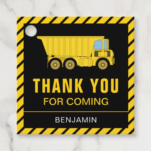 Vrachtwagenbouw Verjaardagsfeest Bedankjes Labels (Voorkant)