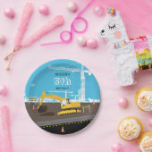 Vrachtwagenbouw voor graafmachines papieren bordje (Feest)