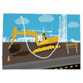 Vrachtwagenbouwplaats voor graafmachines groot cadeauzakje (Achterkant)