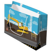 Vrachtwagenbouwplaats voor graafmachines groot cadeauzakje (Voorkant Gekanteld)