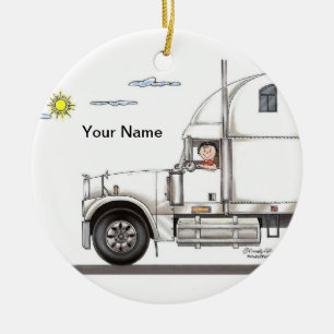 Vrachtwagenchauffeur, 18 Wheeler - Vrouw Keramisch Ornament