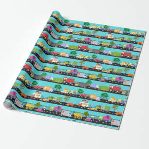 Vrachtwagens en auto's Kinder Transport Wrapping P Cadeaupapier