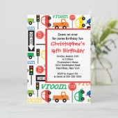 Vrachtwagens en auto's - uitnodiging van afgelopen (Staand voorkant)