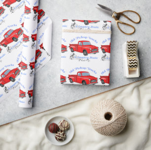 Vrachtwagens en landmuziek cadeaupapier