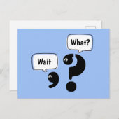 Vragen Mark en Comma Wait What? Briefkaart (Voorkant / Achterkant)